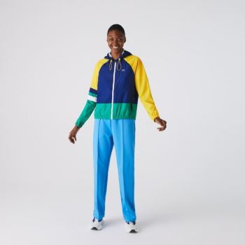 Lacoste SPORT Colorblock Zip Tennis Windbreaker - Větrovky Dámské Blankyt / Bílé / Žluté / Zelene |